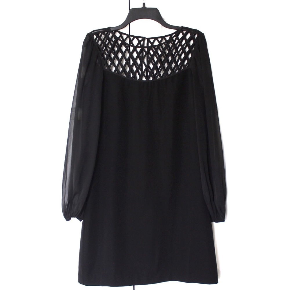 WHBM | Black Chiffon Long Sleeve Dress - Picture 1 of 7